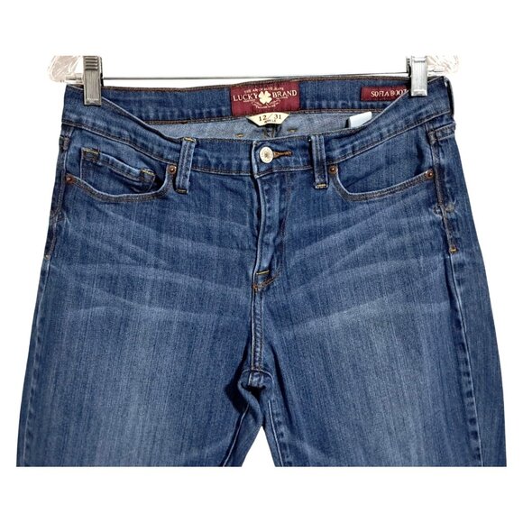 Y2K Lucky Brand Sofia Bootcut Jeans Size 12/31 Red Zipper Tape Clover Rope Pocke - Picture 5 of 12